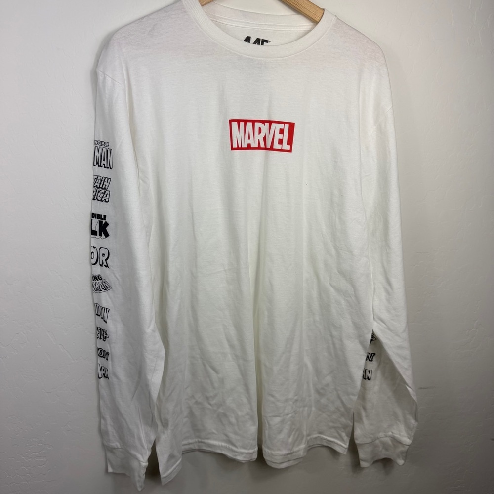 Marvel Logo White Long Sleeve Tee